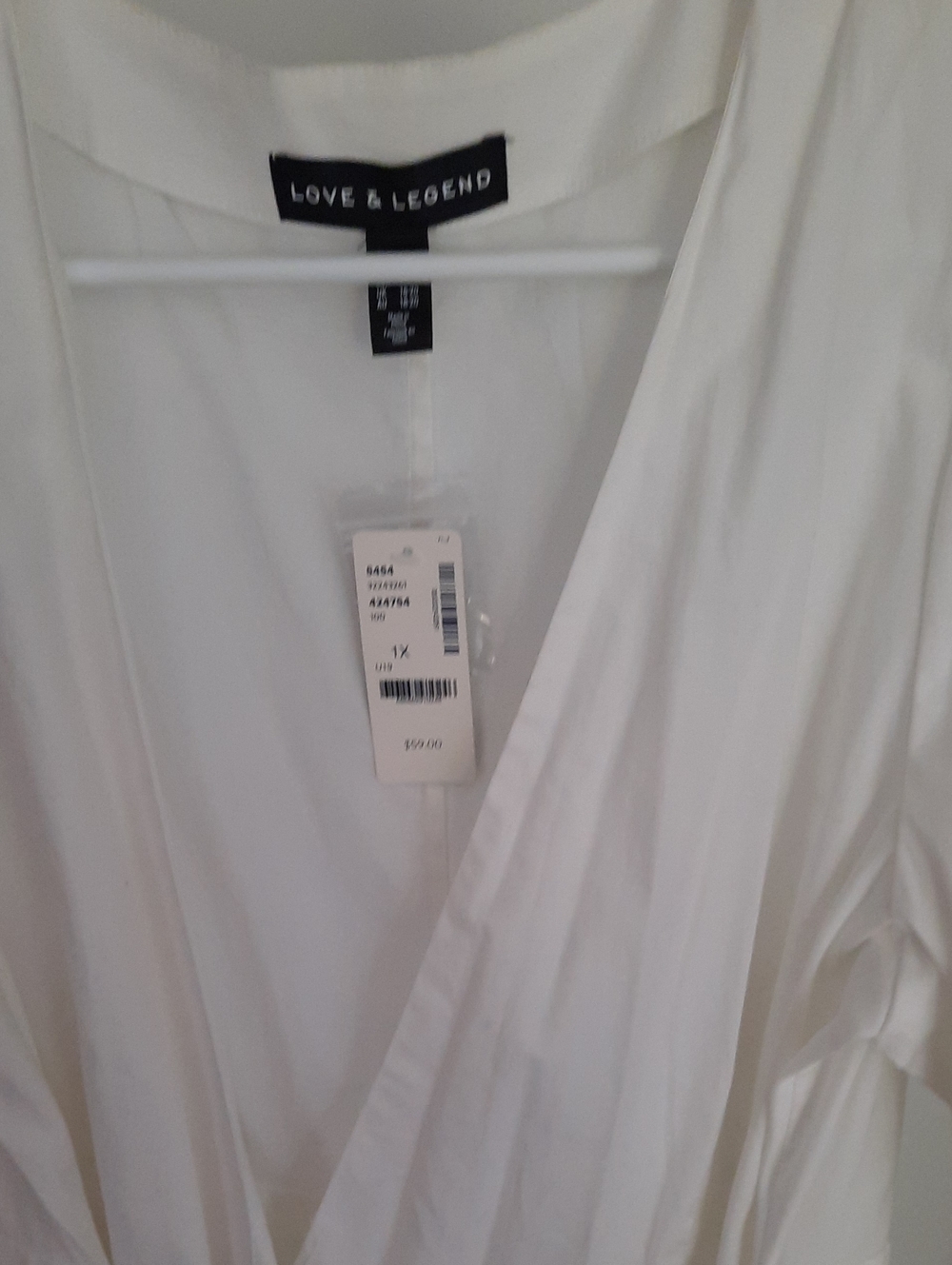 Love & Legend NWT 1X White Draped Tie-Front Tunic Shirt - Picture 2 of 9